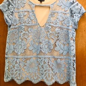 Express baby blue laced top